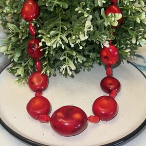 Studio Barse Red Bamboo Coral Nugget Sterling Necklace 28”